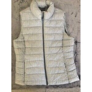 Gap Puffer  Jacket Vest Sleeveless Light Blue &‎ White Womens Medium Full Zip